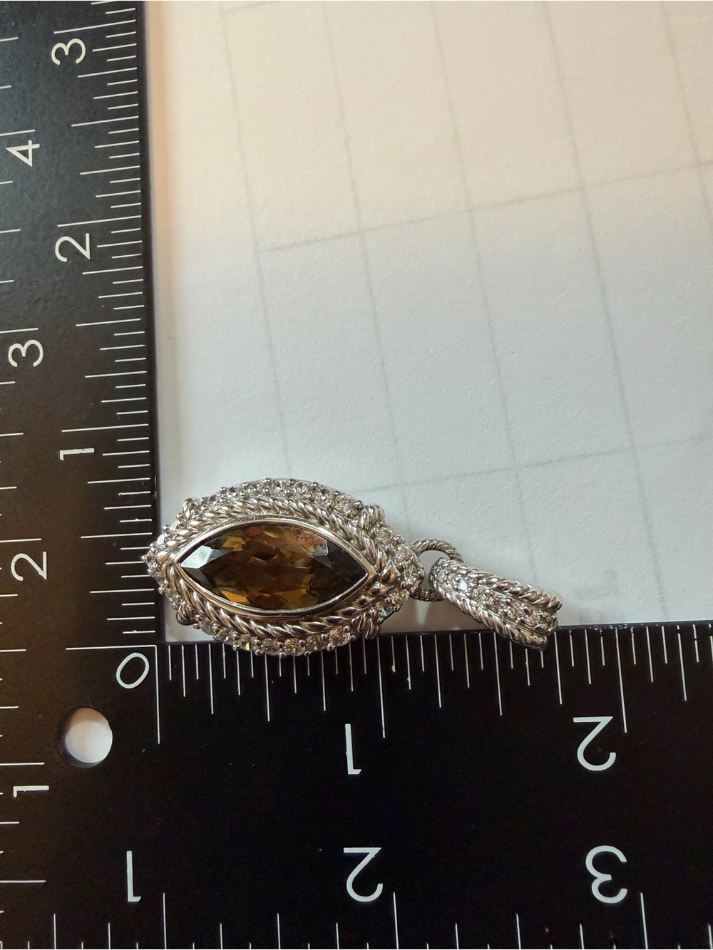 Judith Ripka - Olive Topaz Enhancer Sterling Silver Pendant, CZ - Picture 4 of 5